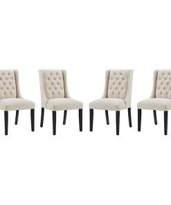 Modway Baronet Dining Chair Fabric Set Of 4 Beige