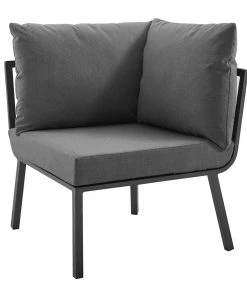Modway Outdoor Sectional Riverside Outdoor Patio Aluminum Corner Chair Gray Charcoal