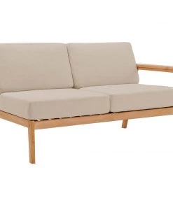 Modway Sedona Outdoor Patio Eucalyptus Wood Left-Facing Loveseat Natural Taupe Outdoor Sectional