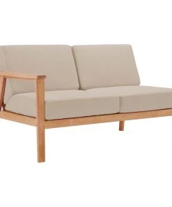 Modway Sedona Outdoor Patio Eucalyptus Wood Right-Facing Loveseat Natural Taupe Outdoor Loveseats