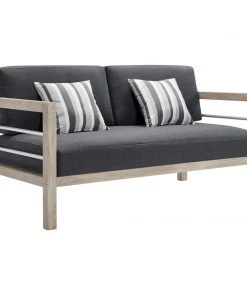 Modway Wiscasset Outdoor Patio Acacia Wood Loveseat Light Gray