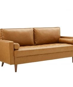 Modway Valour Upholstered Faux Leather Sofa Tan