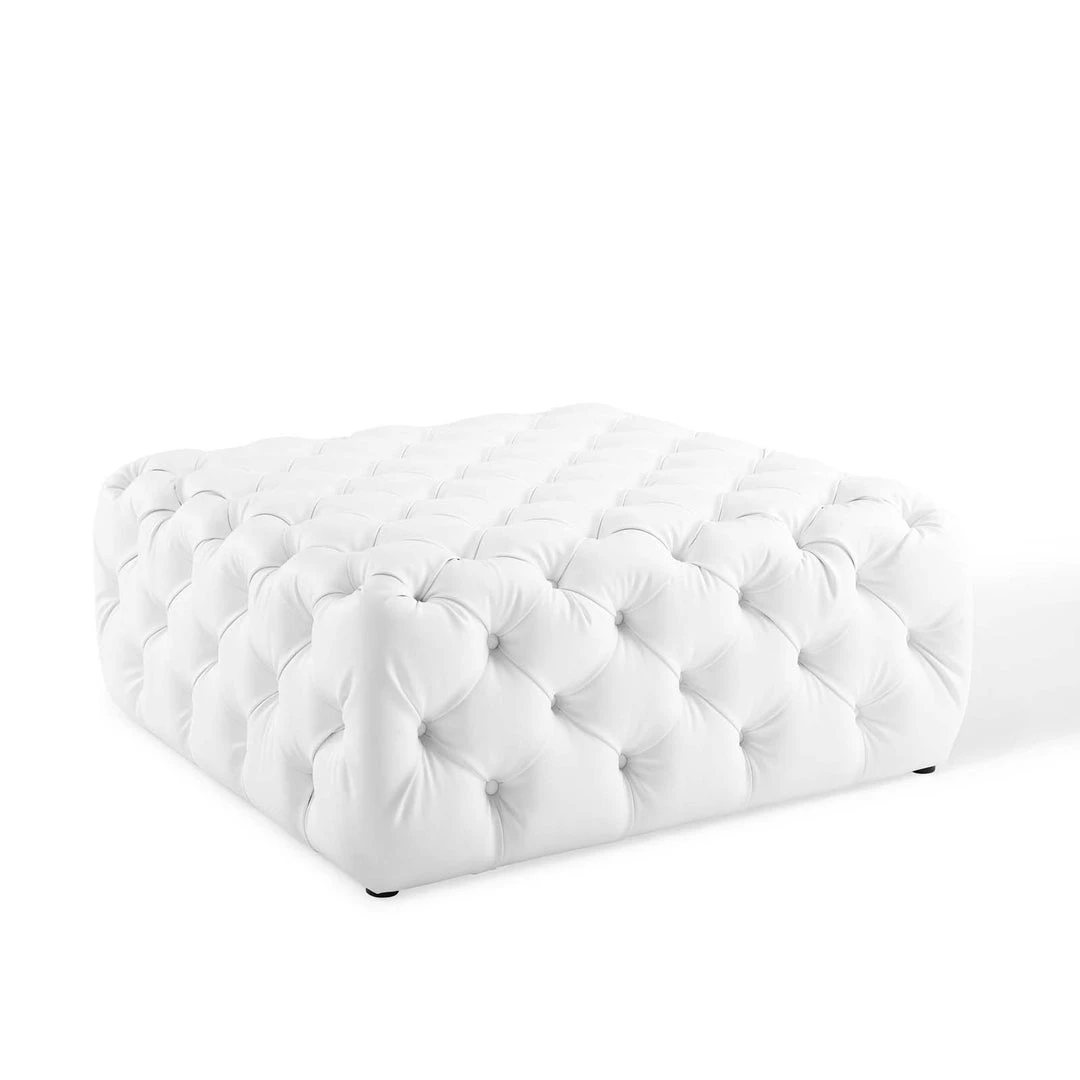 Modway Ottomans Amour Tufted Button Large Square Faux Leather Ottoman White 7 Modway Ottomans Amour Tufted Button Large Square Faux Leather Ottoman White