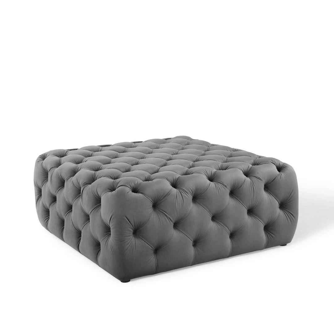 Modway Amour Tufted Button Large Square Performance Velvet Ottoman Gray 7 Modway Amour Tufted Button Large Square Performance Velvet Ottoman Gray