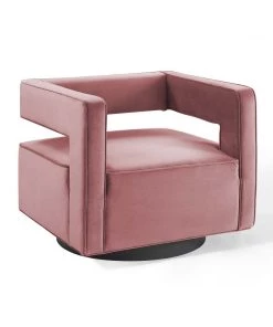 Modway Booth Performance Velvet Swivel Armchair Dusty Rose Armchairs