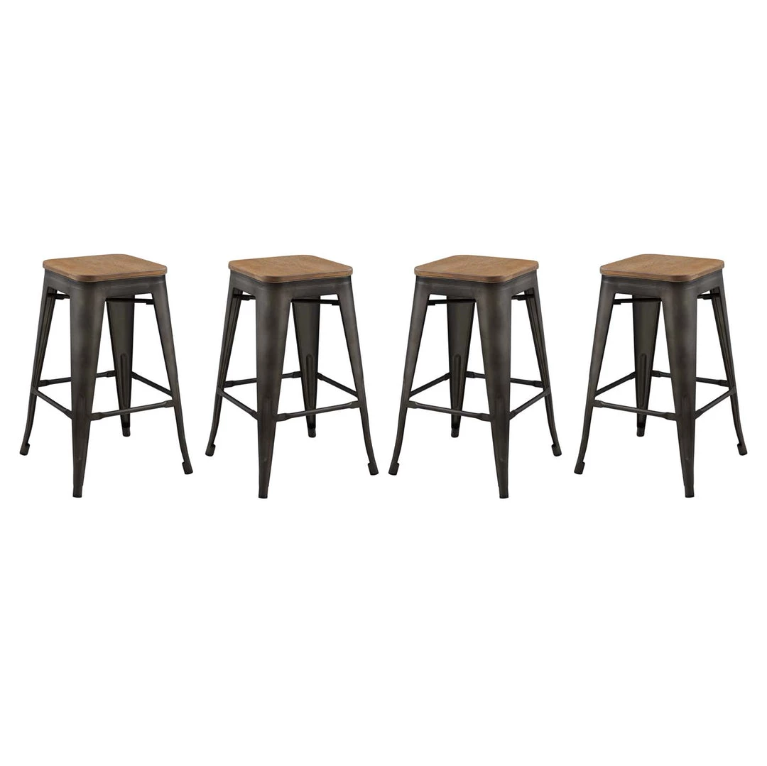 Modway Stools Promenade Counter Stool Set Of 4 Brown 5 Modway Stools Promenade Counter Stool Set Of 4 Brown