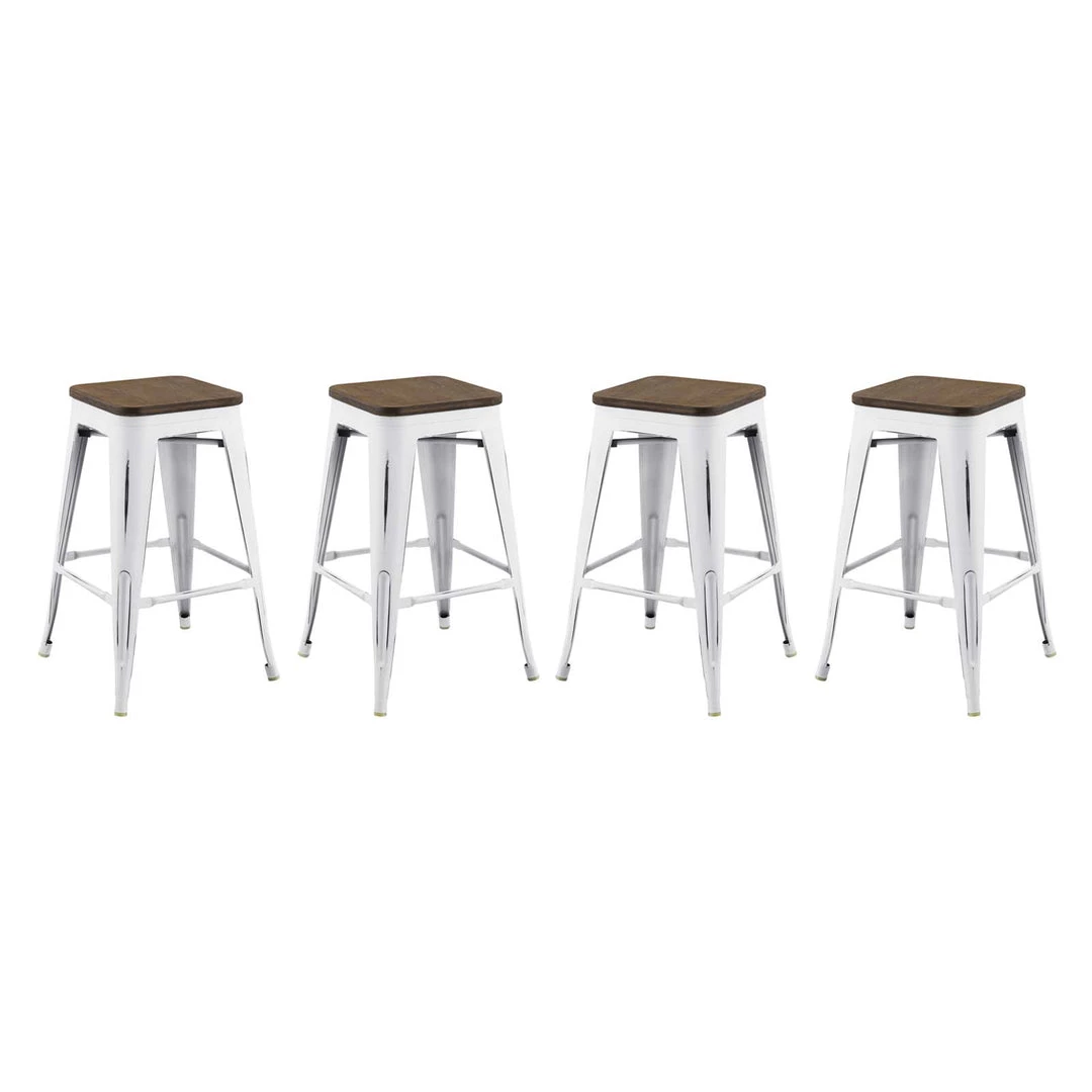 Modway Promenade Counter Stool Set Of 4 White Stools 5 Modway Promenade Counter Stool Set Of 4 White Stools