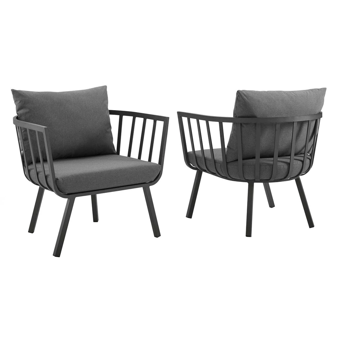 Modway Armchair Sets Riverside Outdoor Patio Aluminum Armchair Set Of 2 Gray Charcoal 9 Modway Armchair Sets Riverside Outdoor Patio Aluminum Armchair Set Of 2 Gray Charcoal