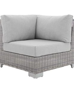 Modway Conway Sunbrella® Outdoor Patio Wicker Rattan Corner Chair Light Gray Gray Outdoor Sectional