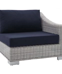 Modway Conway Sunbrella® Outdoor Patio Wicker Rattan Right-Arm Chair Light Gray Navy 17 Modway Conway Sunbrella® Outdoor Patio Wicker Rattan Right-Arm Chair Light Gray Navy