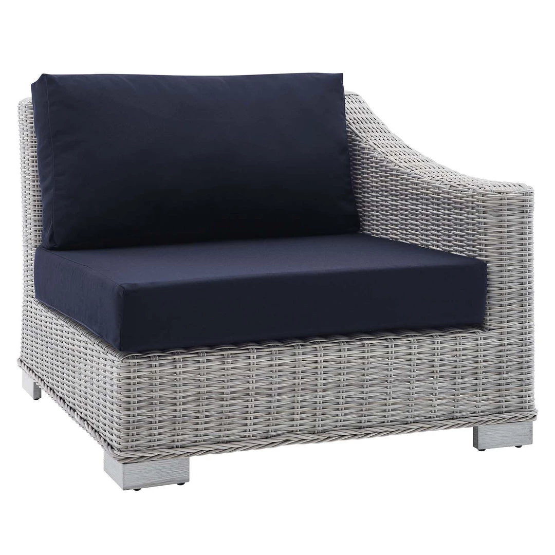 Modway Conway Sunbrella® Outdoor Patio Wicker Rattan Right-Arm Chair Light Gray Navy 9 Modway Conway Sunbrella® Outdoor Patio Wicker Rattan Right-Arm Chair Light Gray Navy
