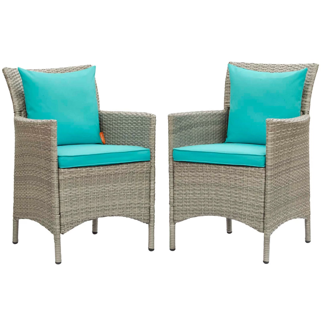 Modway Conduit Outdoor Patio Wicker Rattan Dining Armchair Set Of 2 Light Gray Turquoise 4 Modway Conduit Outdoor Patio Wicker Rattan Dining Armchair Set Of 2 Light Gray Turquoise