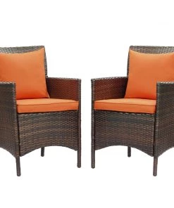 Modway Armchair Sets Conduit Outdoor Patio Wicker Rattan Dining Armchair Set Of 2 Brown Orange 7 Modway Armchair Sets Conduit Outdoor Patio Wicker Rattan Dining Armchair Set Of 2 Brown Orange