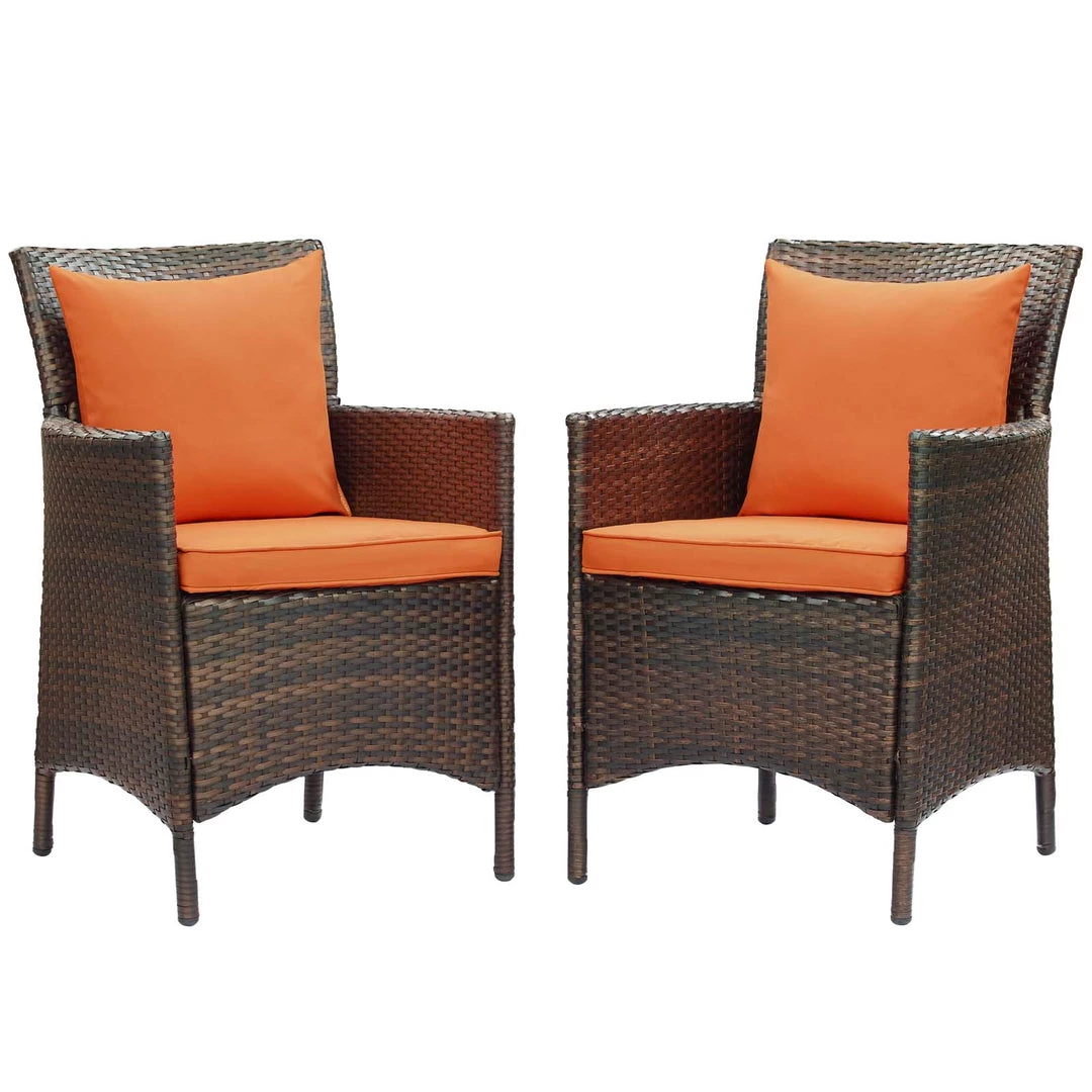 Modway Armchair Sets Conduit Outdoor Patio Wicker Rattan Dining Armchair Set Of 2 Brown Orange 4 Modway Armchair Sets Conduit Outdoor Patio Wicker Rattan Dining Armchair Set Of 2 Brown Orange