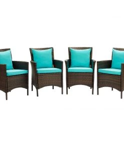 Modway Conduit Outdoor Patio Wicker Rattan Dining Armchair Set Of 4 Brown Turquoise Armchair Sets 7 Modway Conduit Outdoor Patio Wicker Rattan Dining Armchair Set Of 4 Brown Turquoise Armchair Sets