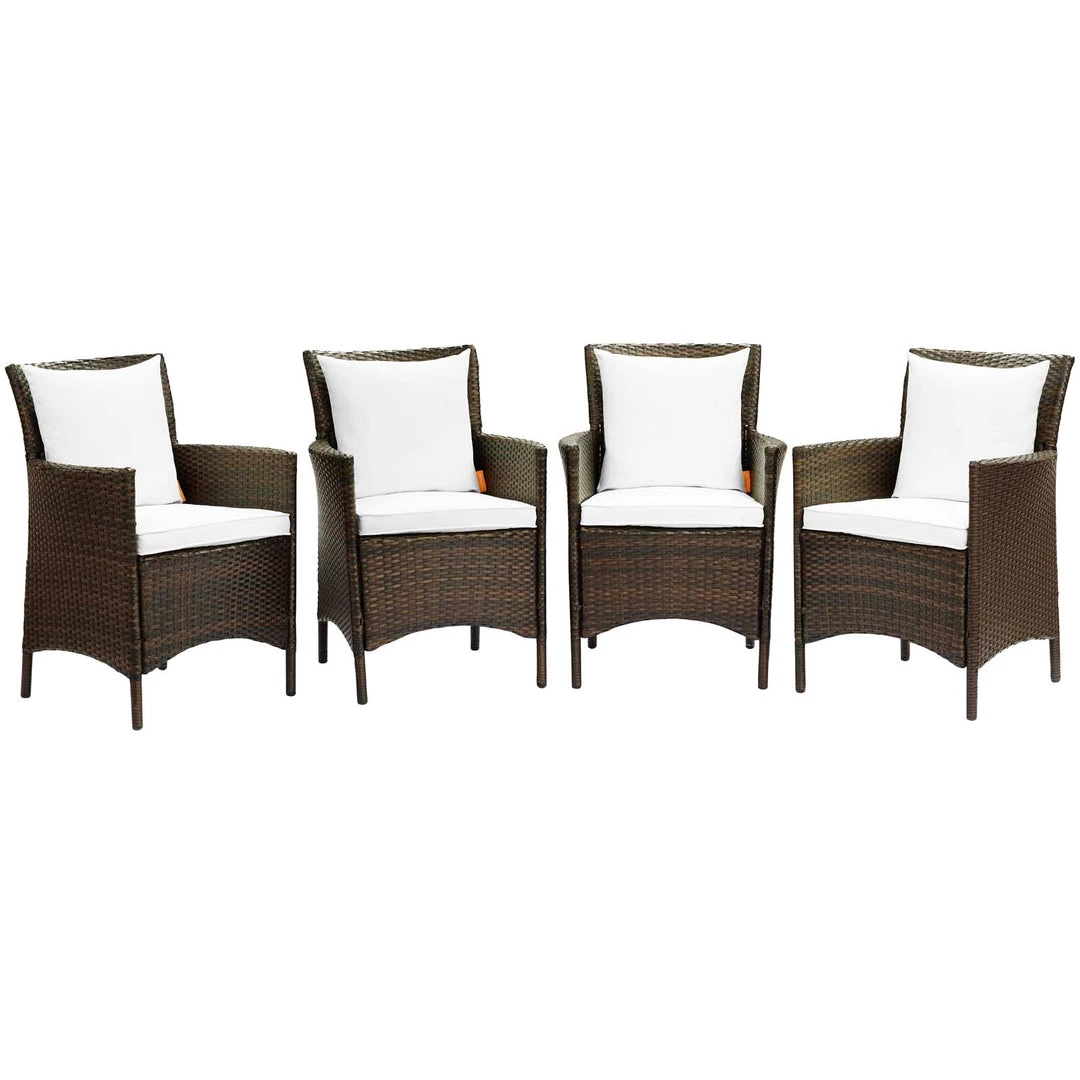 Modway Armchair Sets Conduit Outdoor Patio Wicker Rattan Dining Armchair Set Of 4 Brown White 4 Modway Armchair Sets Conduit Outdoor Patio Wicker Rattan Dining Armchair Set Of 4 Brown White