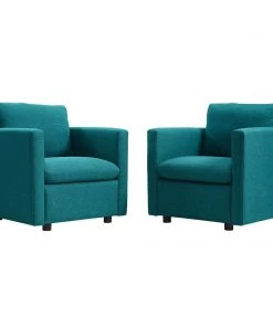 Modway Activate Upholstered Fabric Armchair Set Of 2 Teal Armchairs