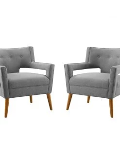 Modway Sheer Upholstered Fabric Armchair Set Of 2 Light Gray 9 Modway Sheer Upholstered Fabric Armchair Set Of 2 Light Gray