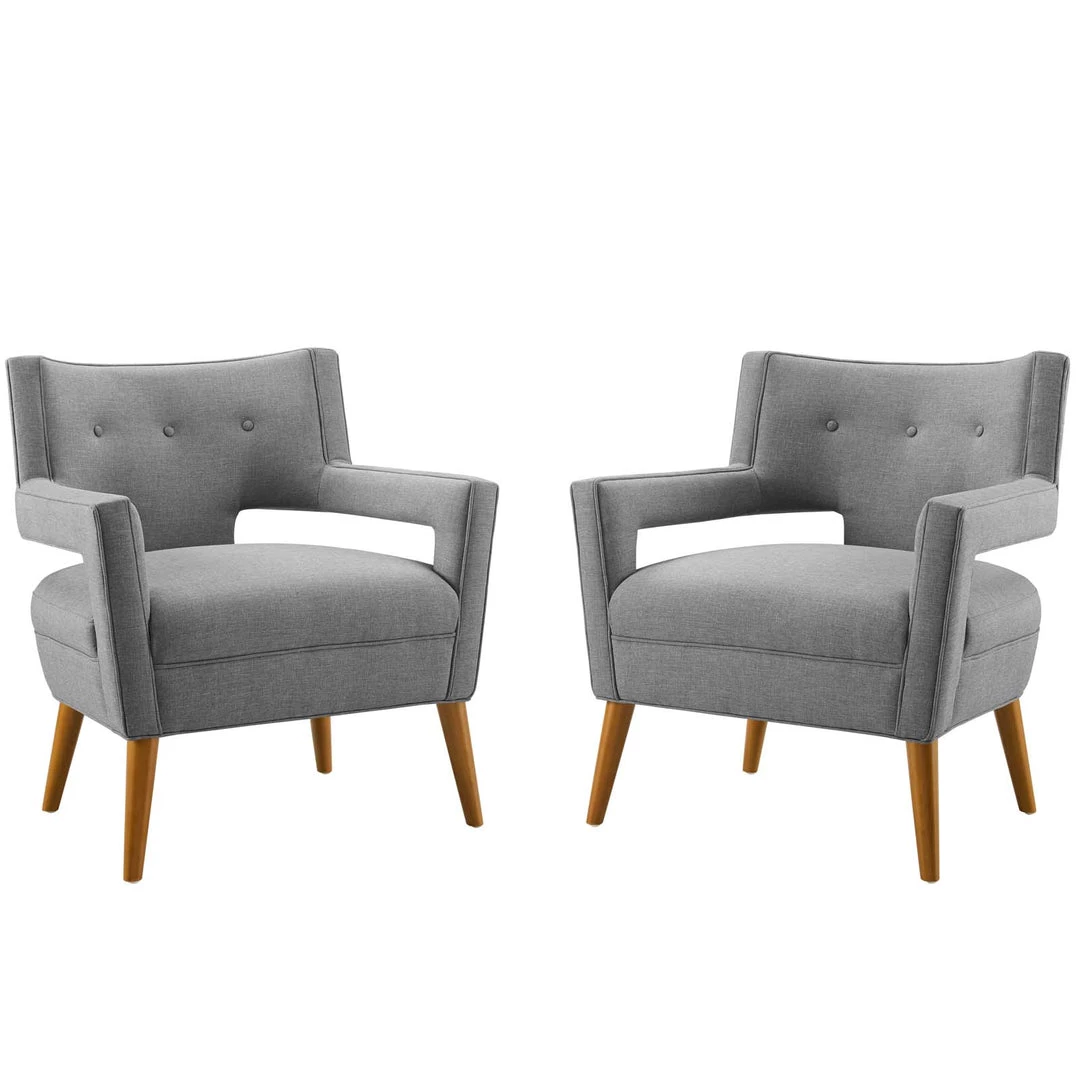 Modway Sheer Upholstered Fabric Armchair Set Of 2 Light Gray 5 Modway Sheer Upholstered Fabric Armchair Set Of 2 Light Gray