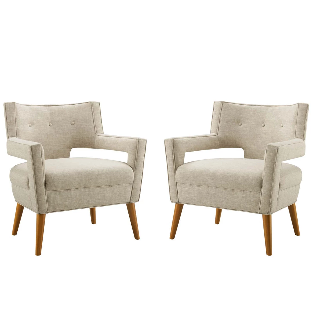 Modway Armchairs Sheer Upholstered Fabric Armchair Set Of 2 Sand 5 Modway Armchairs Sheer Upholstered Fabric Armchair Set Of 2 Sand
