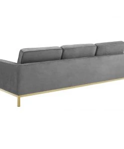 Modway Loft Gold Stainless Steel Leg Performance Velvet 3 Piece Set Gold Gray Living Room Sets