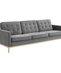 Modway Loft Gold Stainless Steel Leg Performance Velvet Sofa And Loveseat Set Gold Gray
