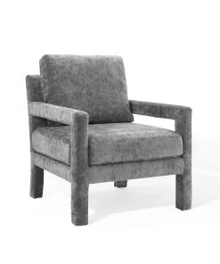 Modway Rehearse Crushed Performance Velvet Armchair Gray Armchairs