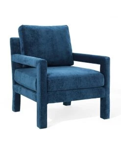 Modway Rehearse Crushed Performance Velvet Armchair Navy Armchairs