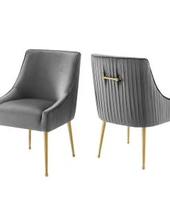 Modway Dining Chairs Discern Pleated Back Upholstered Performance Velvet Dining Chair Set Of 2 Gray 9 Modway Dining Chairs Discern Pleated Back Upholstered Performance Velvet Dining Chair Set Of 2 Gray