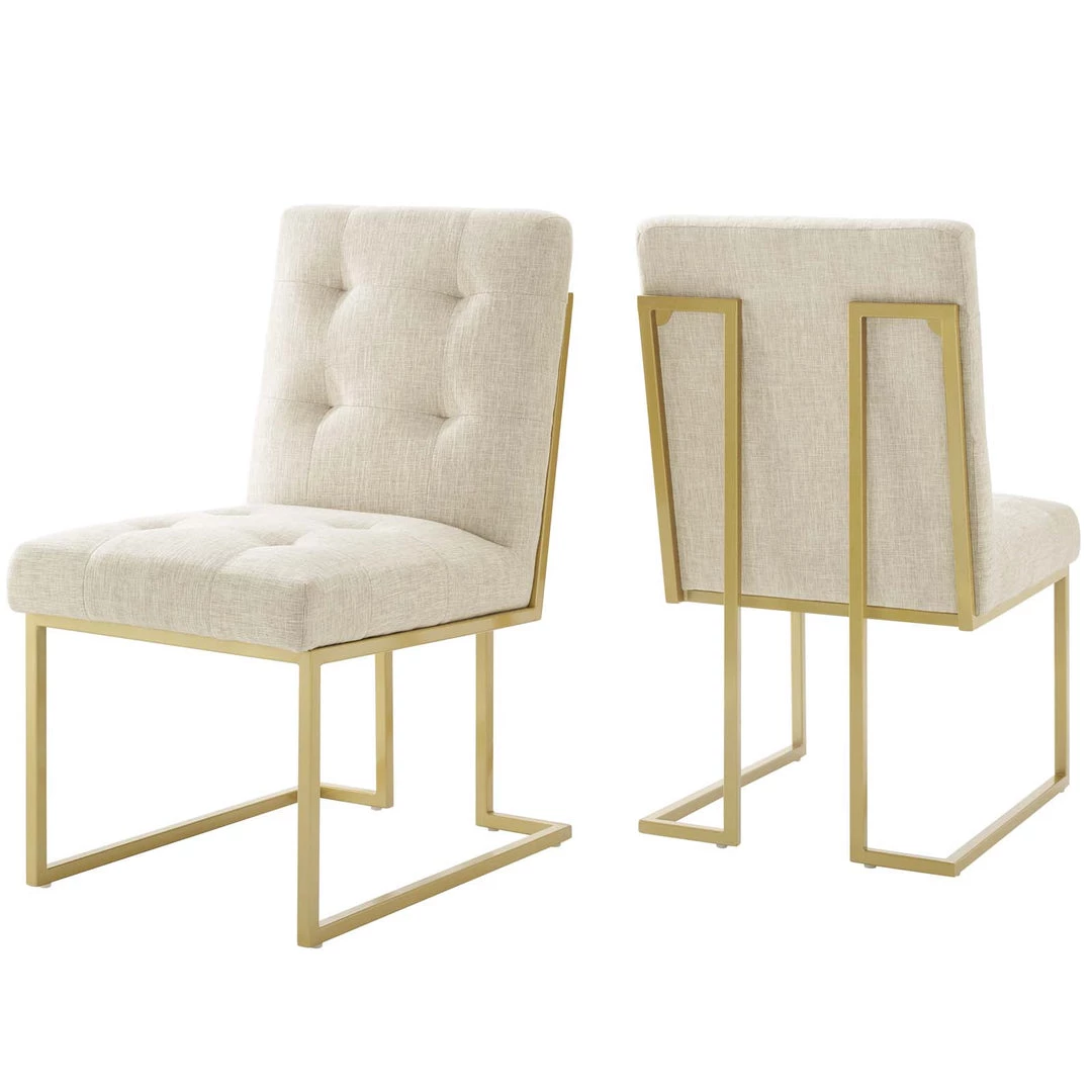 Modway Dining Chairs Privy Gold Stainless Steel Upholstered Fabric Dining Accent Chair Set Of 2 Gold Beige 5 Modway Dining Chairs Privy Gold Stainless Steel Upholstered Fabric Dining Accent Chair Set Of 2 Gold Beige