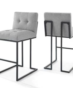 Modway Privy Stainless Steel Velvet Bar Stool Set Of 2 Black Stools