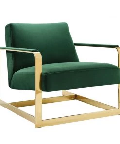 Modway Seg Performance Velvet Accent Chair Gold Emerald Accent Chairs