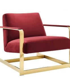 Modway Seg Performance Velvet Accent Chair Gold Maroon