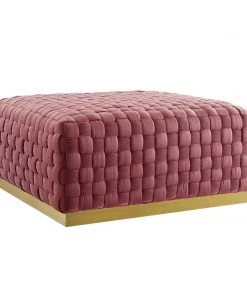 Modway Ottomans Florence Square Performance Velvet Ottoman Dusty Rose