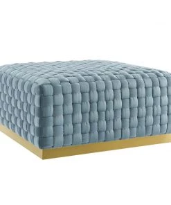 Modway Ottomans Florence Square Performance Velvet Ottoman Light Blue