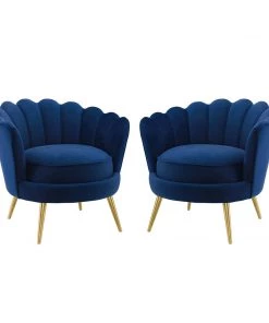 Modway Admire Accent Armchair Performance Velvet Set Of 2 Navy 13 Modway Admire Accent Armchair Performance Velvet Set Of 2 Navy