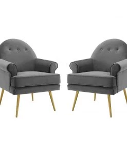 Modway Revive Armchair Performance Velvet Set Of 2 Gray