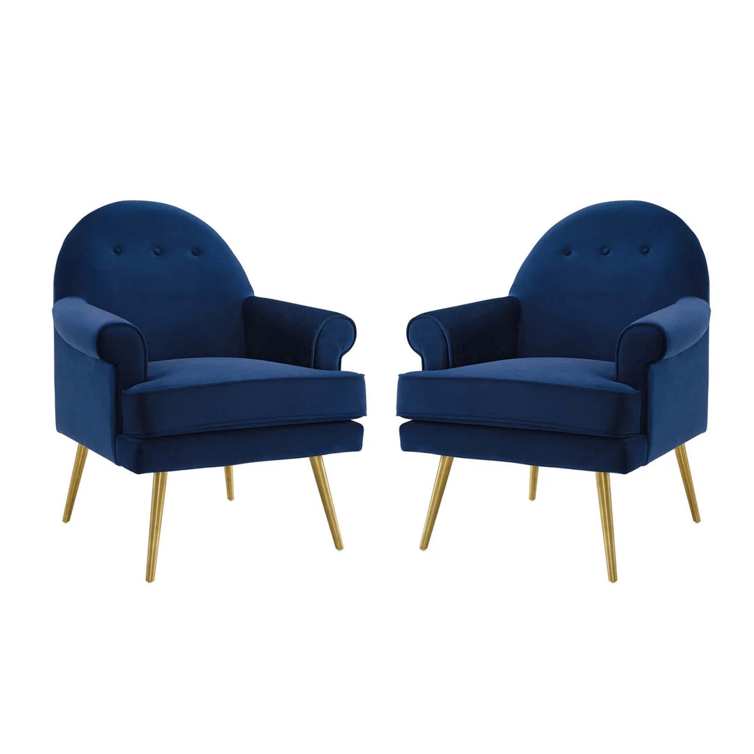 Modway Revive Armchair Performance Velvet Set Of 2 Navy Armchairs 7 Modway Revive Armchair Performance Velvet Set Of 2 Navy Armchairs