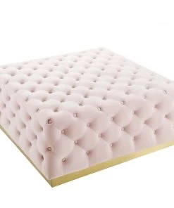 Modway Ottomans Ensconce Tufted Performance Velvet Square Ottoman Pink