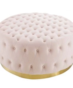 Modway Ensconce Tufted Performance Velvet Round Ottoman Pink
