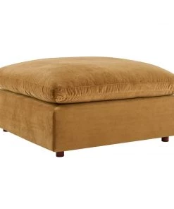 Modway Commix Down Filled Overstuffed Performance Velvet Ottoman Cognac
