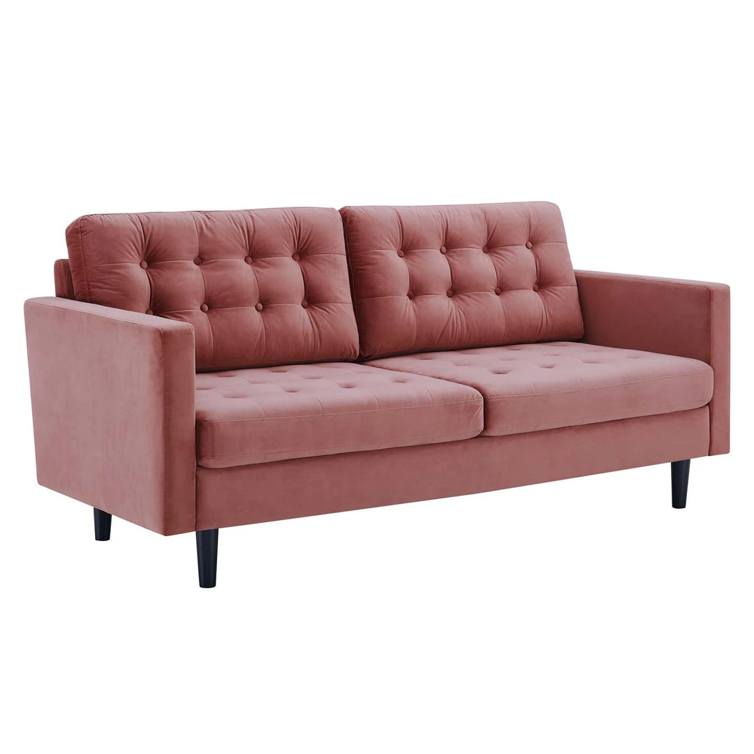 Modway Exalt Tufted Performance Velvet Sofa Dusty Rose 1 Modway Exalt Tufted Performance Velvet Sofa Dusty Rose