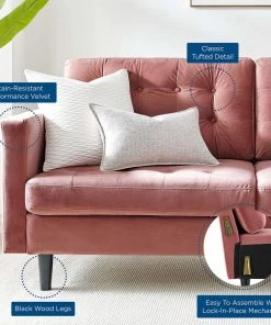Modway Exalt Tufted Performance Velvet Sofa Dusty Rose 14 Modway Exalt Tufted Performance Velvet Sofa Dusty Rose