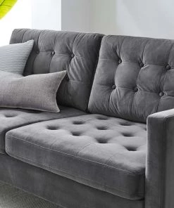 Modway Exalt Tufted Performance Velvet Sofa Gray SOFAS