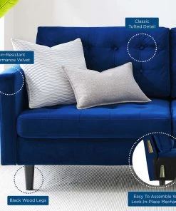 Modway SOFAS Exalt Tufted Performance Velvet Sofa Navy