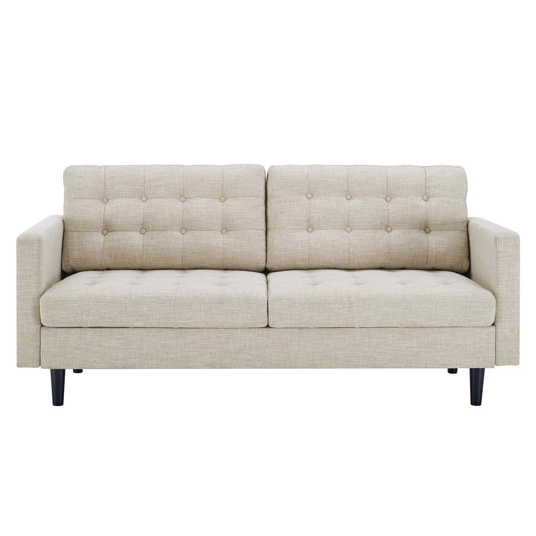 Modway Exalt Tufted Fabric Sofa Beige SOFAS 4 Modway Exalt Tufted Fabric Sofa Beige SOFAS