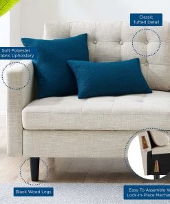 Modway Exalt Tufted Fabric Sofa Beige SOFAS 14 Modway Exalt Tufted Fabric Sofa Beige SOFAS