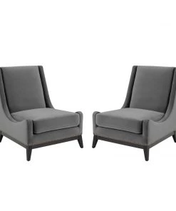 Modway Chaise Lounge Chairs Confident Lounge Chair Upholstered Performance Velvet Set Of 2 Gray 15 Modway Chaise Lounge Chairs Confident Lounge Chair Upholstered Performance Velvet Set Of 2 Gray
