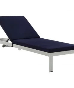 Modway Shore Outdoor Patio Aluminum Chaise With Cushions Silver Navy 9 Modway Shore Outdoor Patio Aluminum Chaise With Cushions Silver Navy