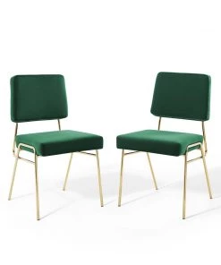 Modway Craft Dining Side Chair Performance Velvet Set Of 2 Gold Green